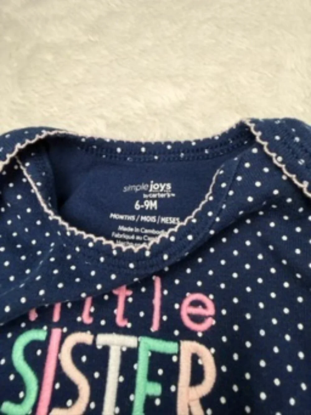 6 Pc Baby Girl Bodysuit Bundle Carter’s 6-24M Floral Polka Dot Sister Onesie